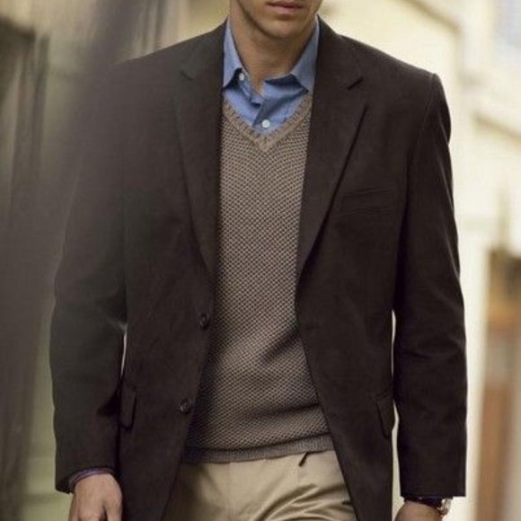 Vintage Tan Sweater Vest V-neck Cotton Tweed - Picture 5 of 7